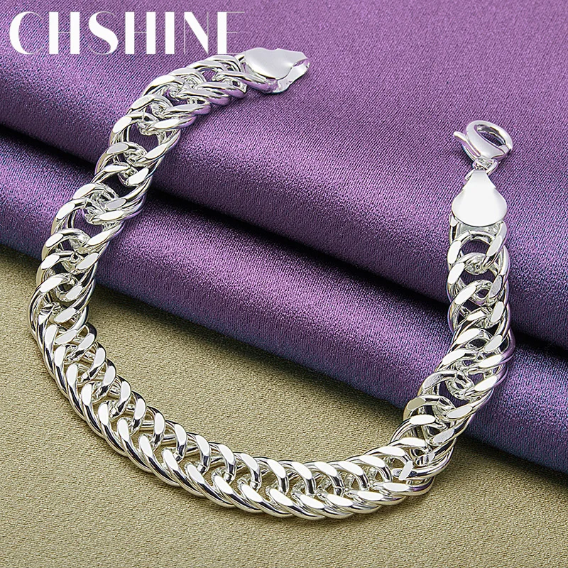 

CHSHINE 925 Sterling Silver Men 10mm Side Chain Bracelet For Women Fashion Charm Jewelry Wedding Party Gifts Wholesale Price