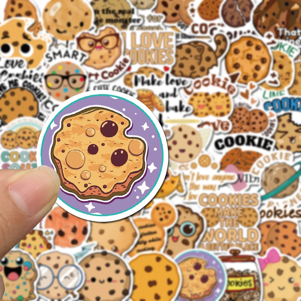 Cartoon Food adesivos para crianças, vintage, bricolage, notebook, bagagem, motocicleta, laptop, geladeira, brinquedos de decalque, cookie, biscoito, 50pcs