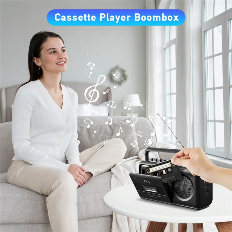 

A47F-Portable Cassette Tape Player Recorder,Boombox AM/FM Radio Stereo And MP3 Player Recorder For Voice Recording US Plug