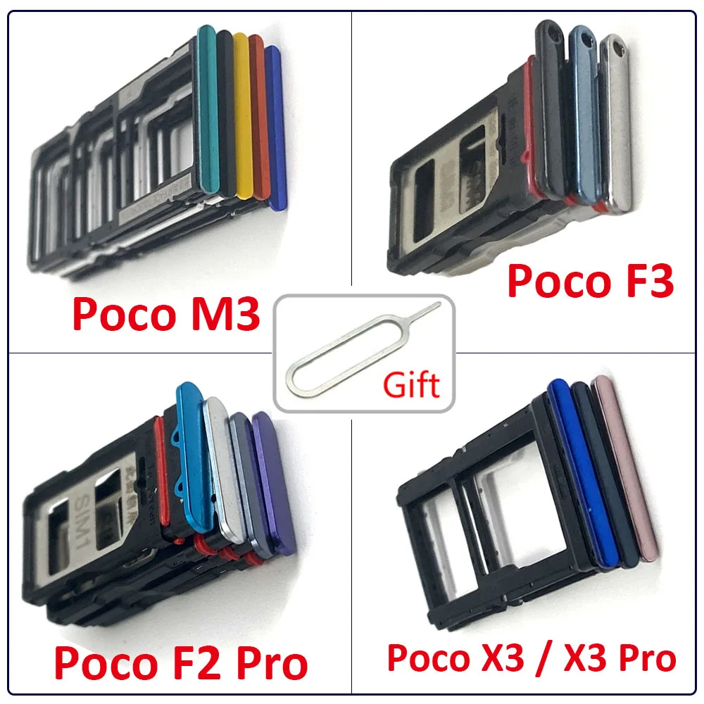 New SIM Card Tray chip drawer Slot Holder Adapter Replacement Part For Xiaomi Poco X3 F2 Pro M3 POCOHONE  F1+ Pin