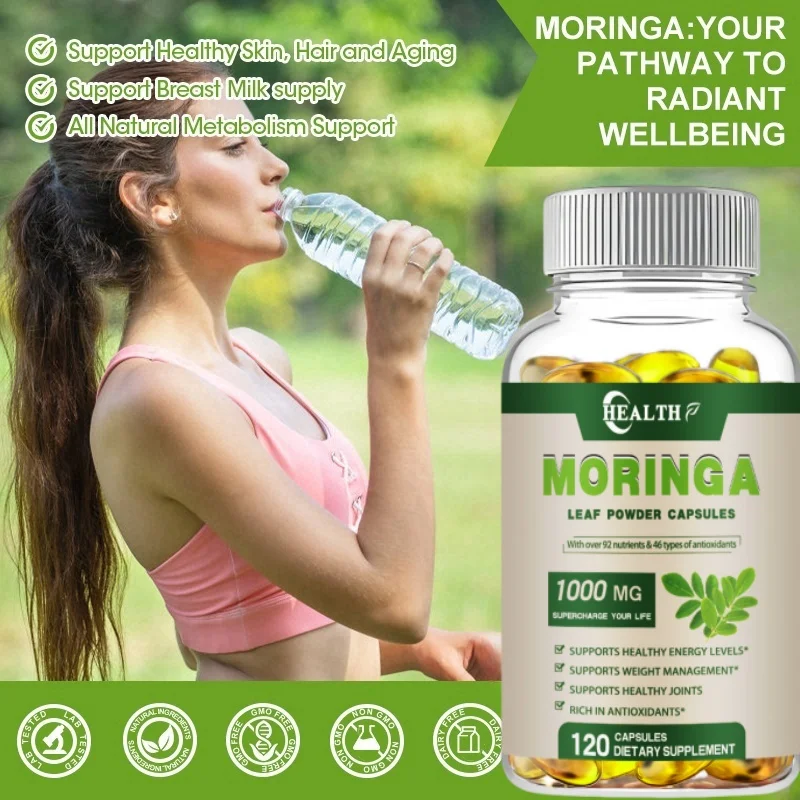Moringa Oleifera 1000 mg Capsules Extra Potency 50:1 Extract Energizing Antioxidant, 60/120 Vegetarian Capsules