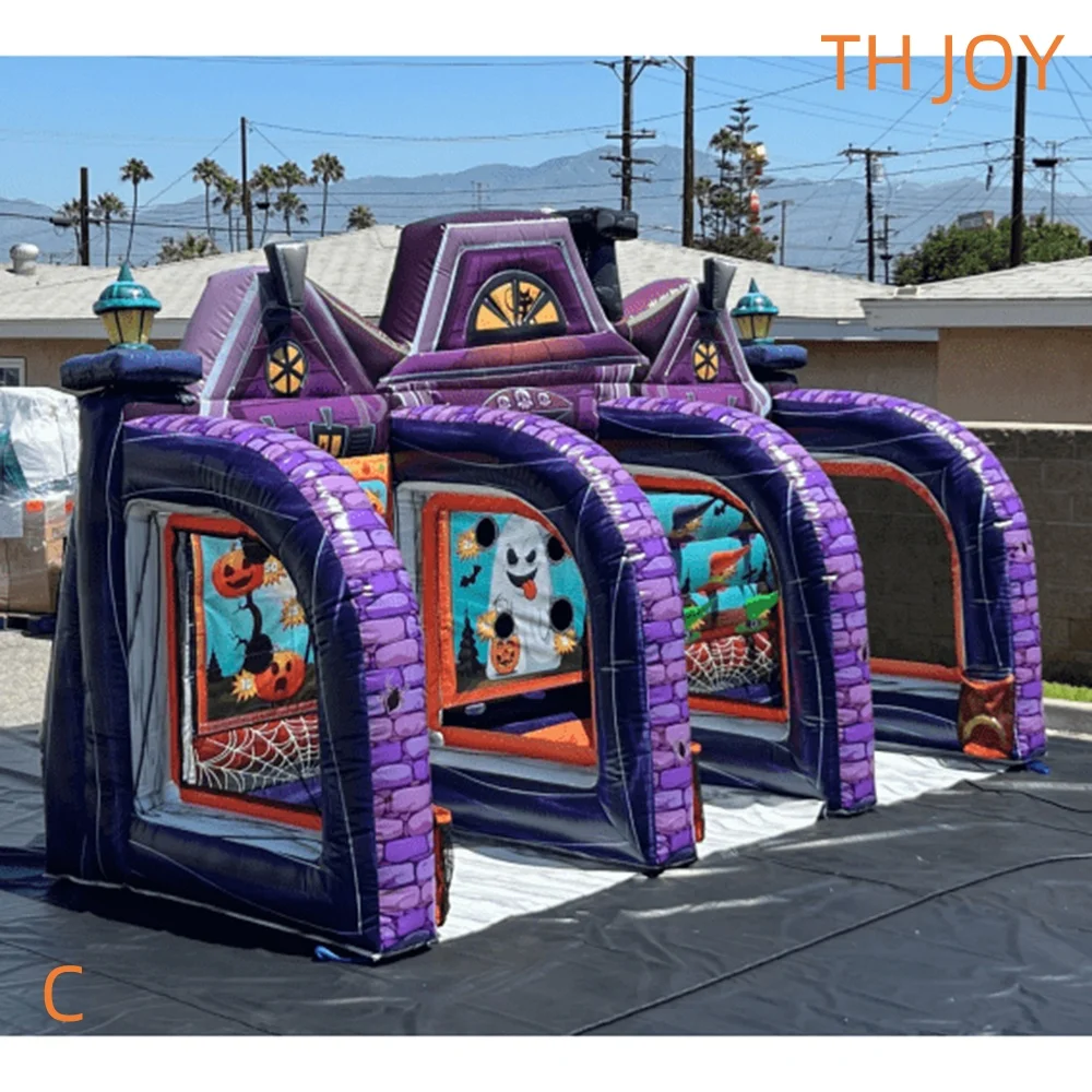 3 in 1 inflatable pumpkin toss game haunted house theme ball dart carnival games for Halloween