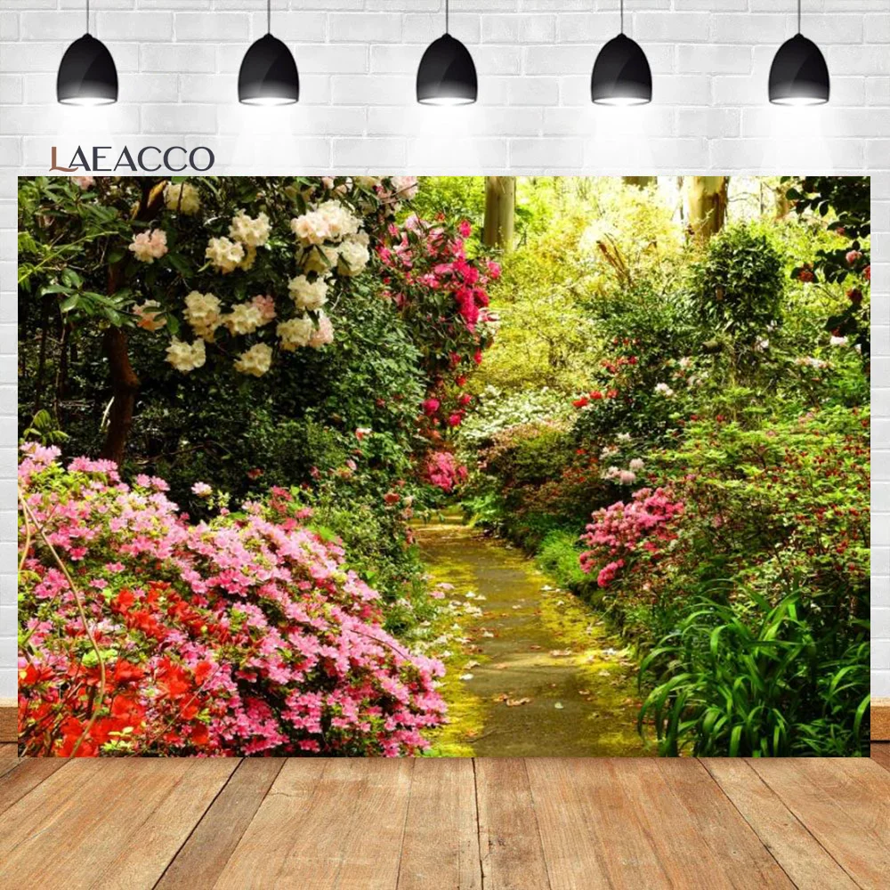 Laeacco Spring Secret Garden Photography Backdrop Colorful Flower Floral Blossom Baby Shower Kids Portrait Customized Background