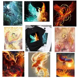 Divine Bird Phoenix Transfers Heat Appliques On Clothes Clothing Thermoadhesive Iron On Patches Transfer Stickers Custom Patch