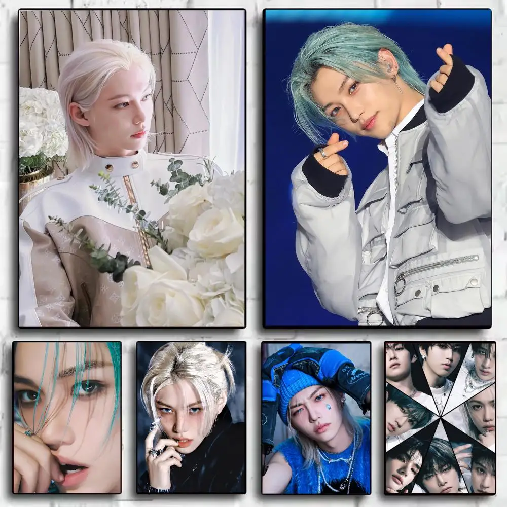 Band Felix S-Stray K-Kids Poster Modern Aesthetic Wall Art Poster Minimalist Room Decoration Items