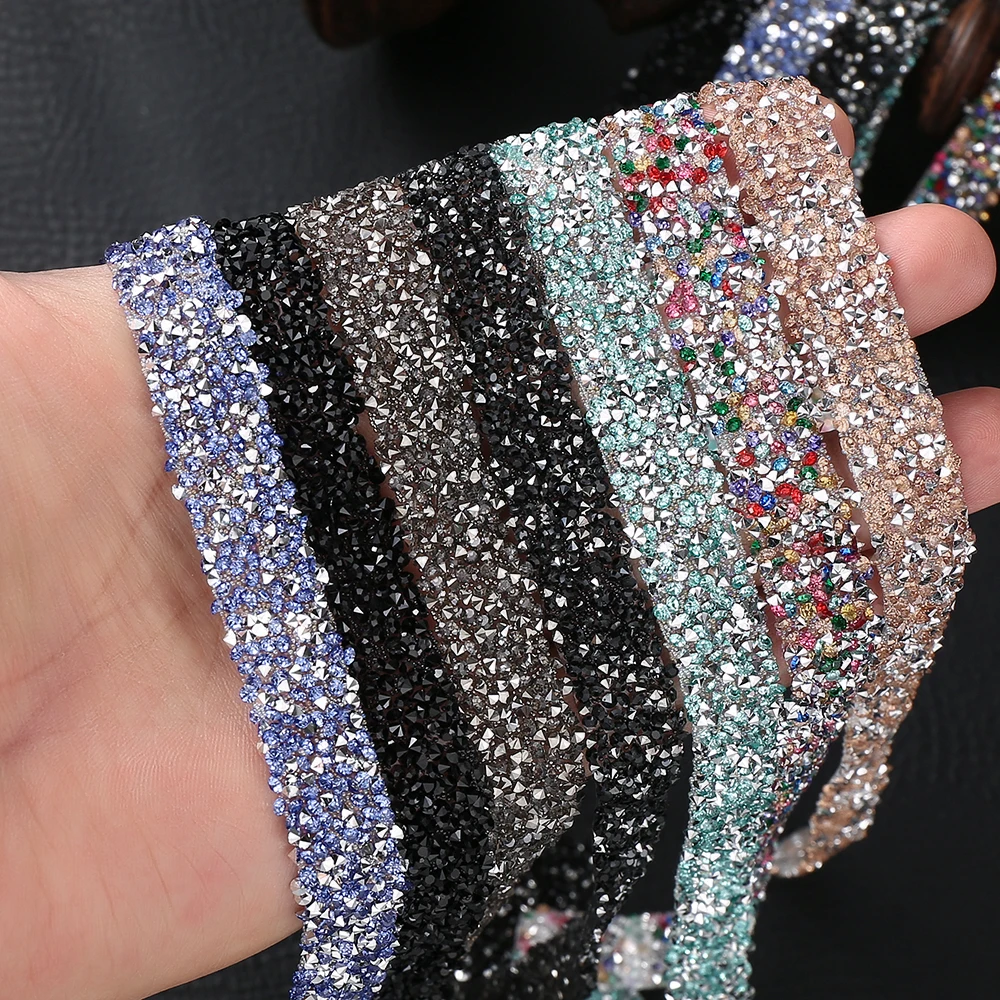 1M/Bag 1.2cm Wide Self-Adhesive Multicolor Bling Rhinestone Ribbon for DIY Crafts Wedding Party Phone Car Shoes & Clothing Decor