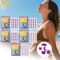 24pcs Uv Stickers Sun Patches,Outdoor UV Detection Stickers Protective Photochromic Patch Items for Summer & Beach Vacation