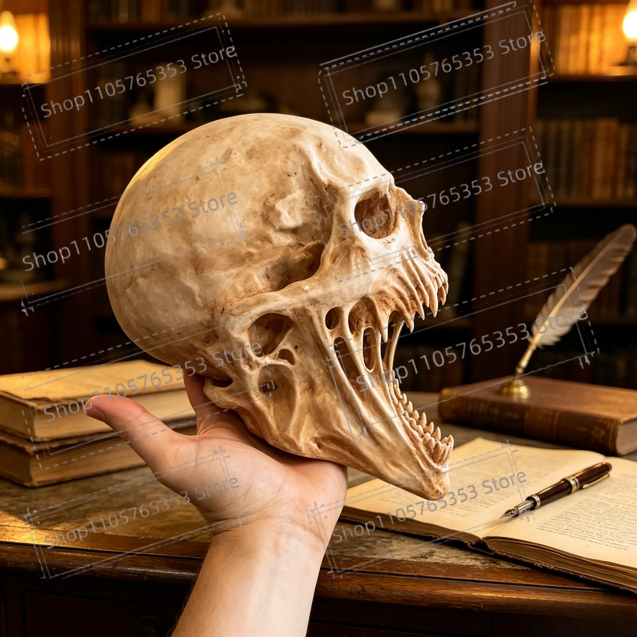 New Gothic Style Resin Skull,Spooky Skull Statue for Shelf Desk and Bookshelf Decor Halloween Home Accent Collectible Model Gift