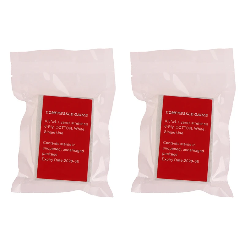 2PCS  Portable Medical Breathable Compressed Gauze for Emergency Wound Dressing First Kit