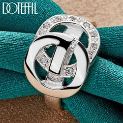 DOTEFFIL 925 Sterling Silver O Round AAA Zircon Ring For Woman Wedding Engagement Charm Party Jewelry