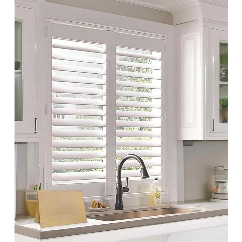 Plantation Shutters –Custom Made Window Blinds – No Front Tilt Rod - Easy DIY Installation – Interior Plantation Shutters