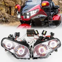 Motorcycle White Angel Eye Demon Eye HID Headlight Assembly Fit For Honda Goldwing GL1800 2001- 2015 GL 1800 F6B 2013 - 2015