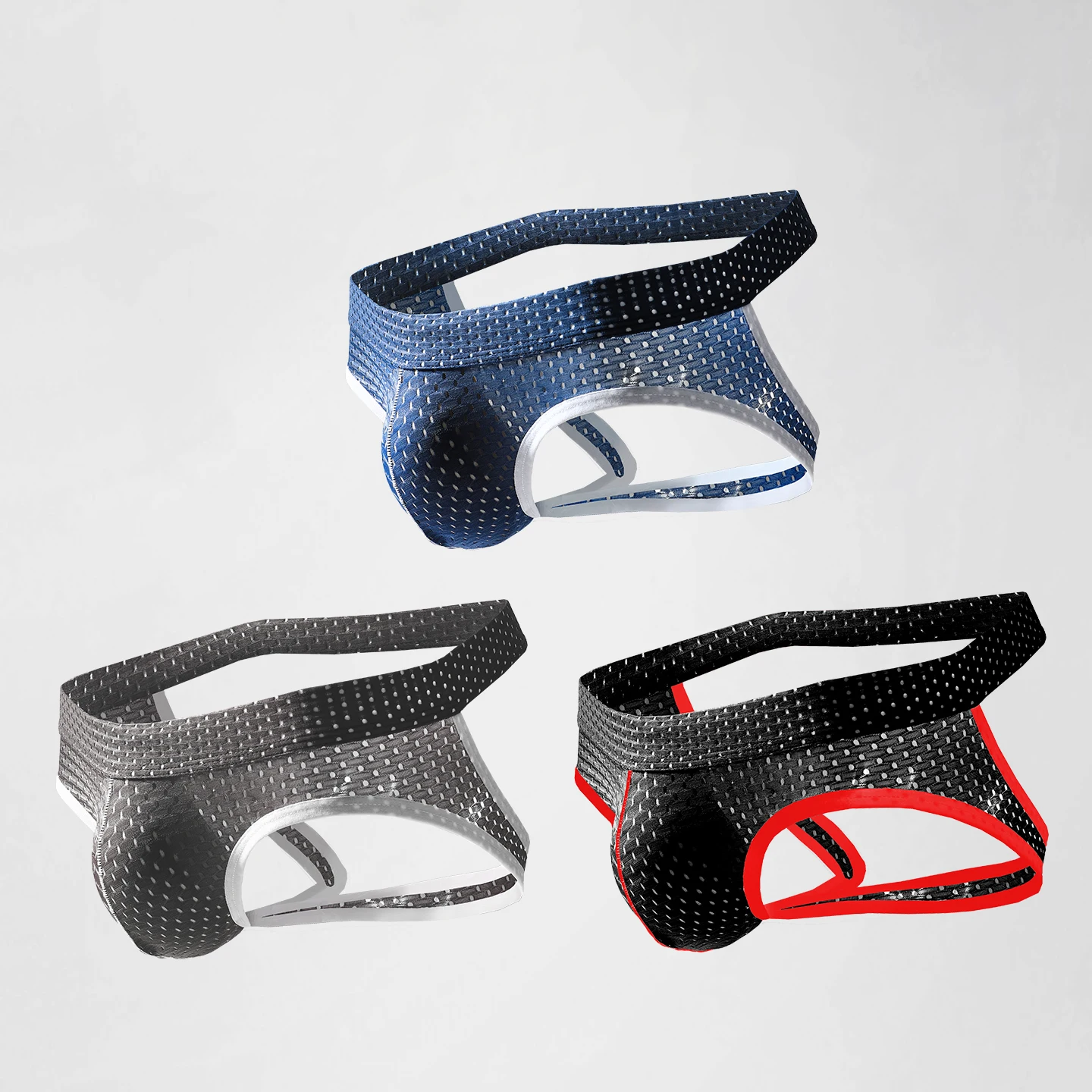 Hollowed-out double T-shaped underwear for men, low-waisted ice silk T pants, elastic and sexy underpants, comfortable T-shaped image 3
