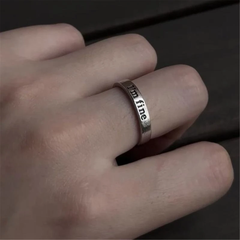 Unique I'm Fine Save Alloy Ring Representing Strength and Light Finger Ring