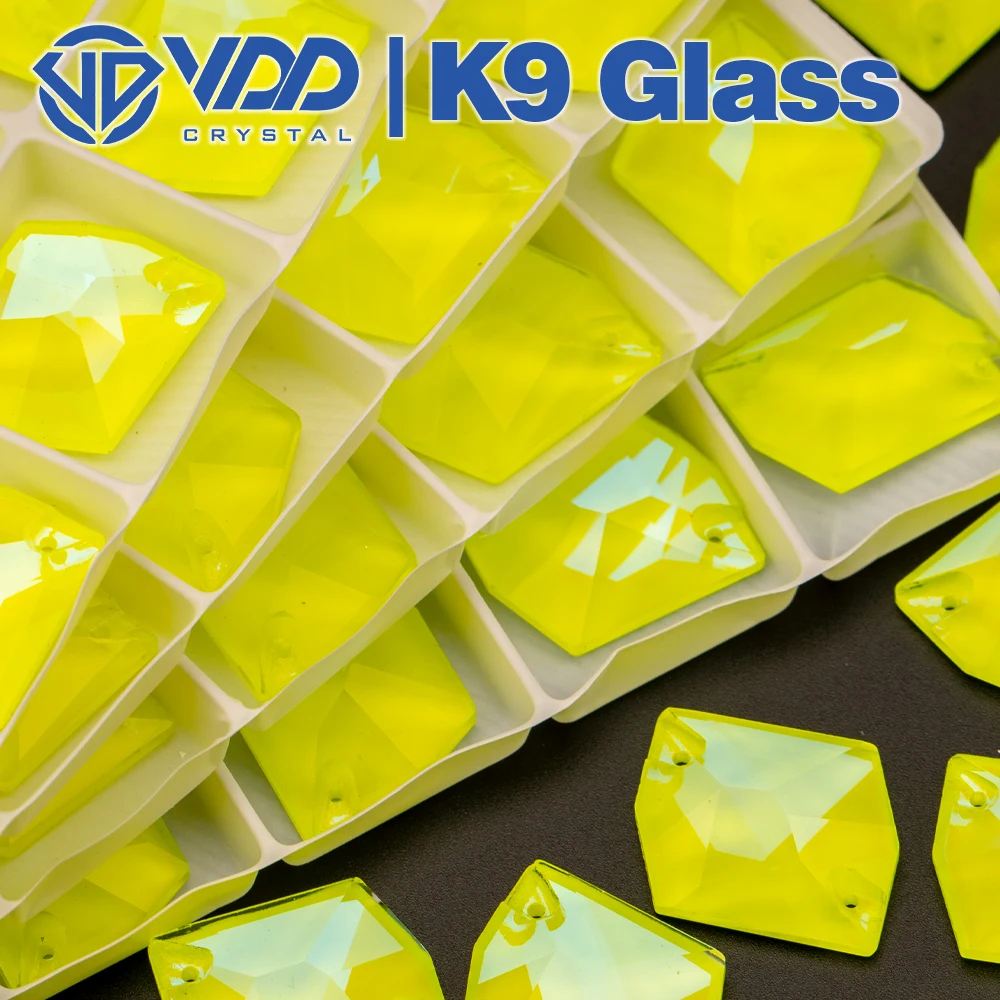 VDD New Color Neon Lemon Top Quality K9 Glass Sew On Rhinestone Sewing Crystal Flatback Stones For DIY Clothes Dress Decorations