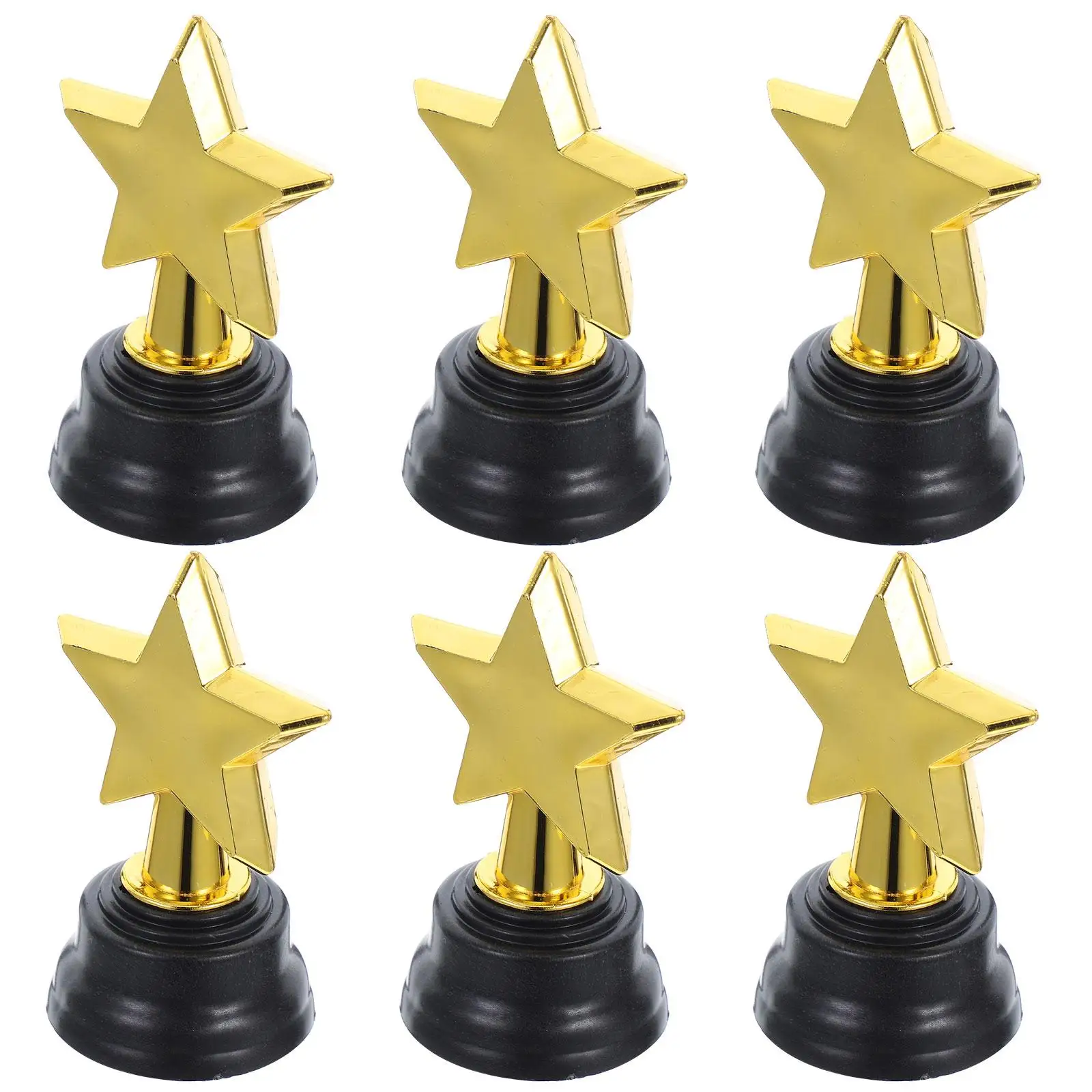 6pcs Mini Gold Star Trophies - Party Favors and Game Prizes for Kindergarten Graduations, Competitions and Rewards