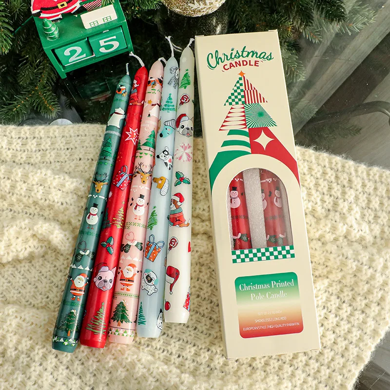 Christmas 25CM Christmas Banquet Candle Ornament Candlelight Dinner Decoration Long Pole Wedding Smokeless Atmosphere Candle
