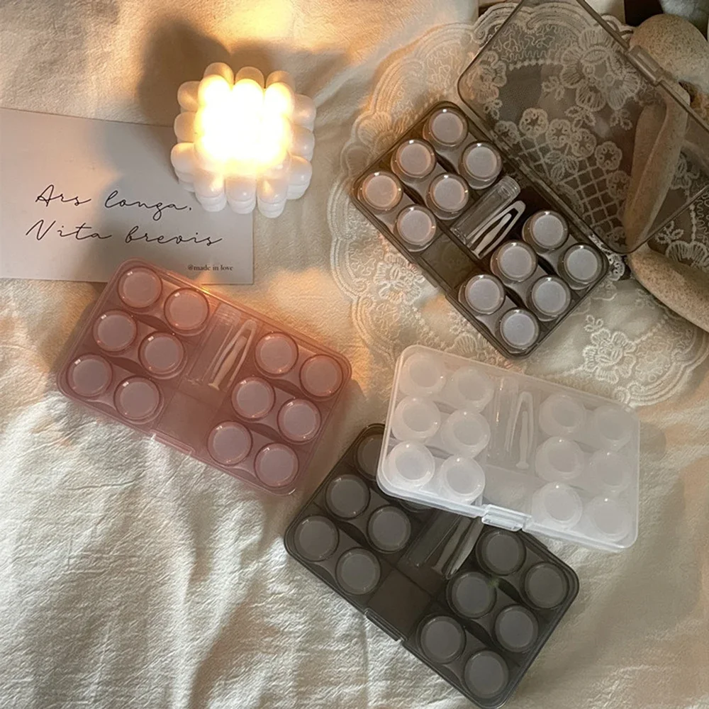 6 Pairs Large Contact Lenses Soak Storage Case with Stick Travel Portable Contact Lens Box Holder Clear Eyewear Container