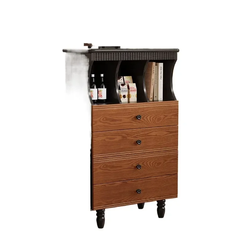 Medieval Solid Wood Four Drawer Cabinet French Retro Dining Sideboard Bedroom Wall Storage Living Room Entrance Chest