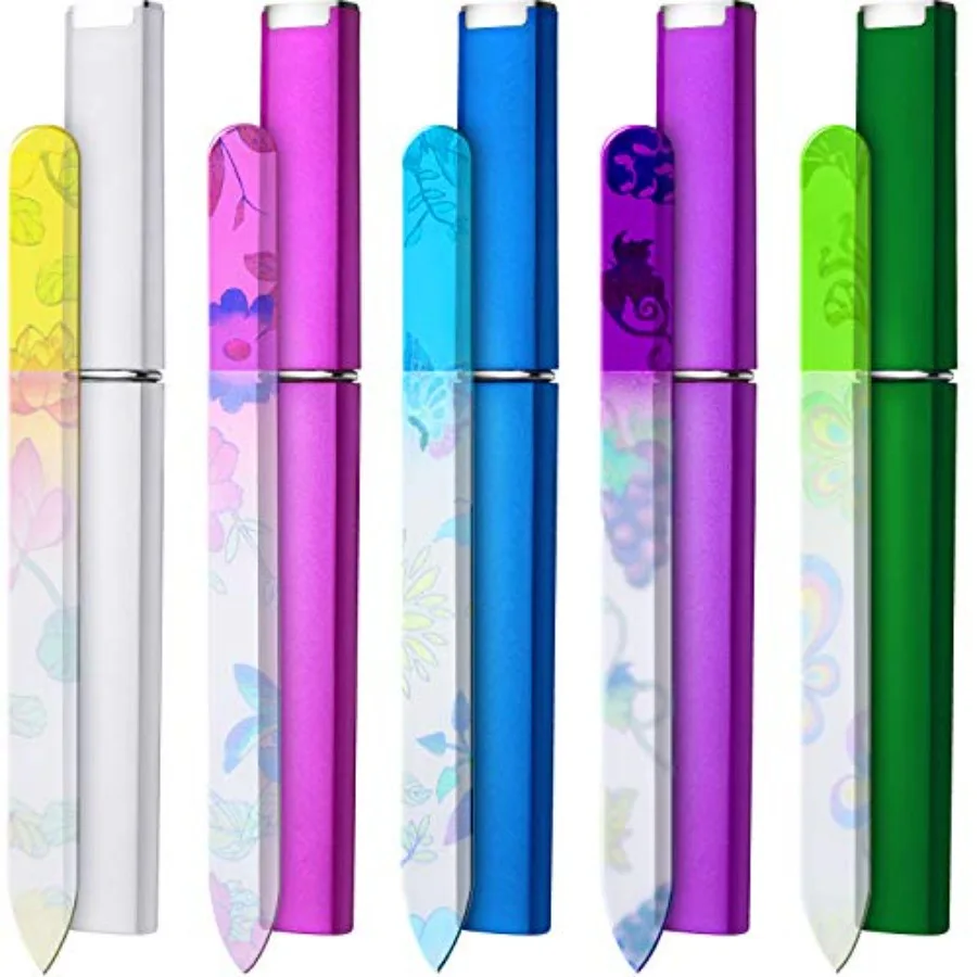 

5 Pack Glass Nail File with Case for Women Double Sided Crystal Fingernail File for Natural Nails Manicure Care Women Gift Clas