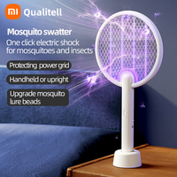 Xiaomi Qualitell C2 Fly Swatter Electric Bug Zapper Racket 4000V with Puple Trap Lamp and Stand Base, Type C Rechargeable