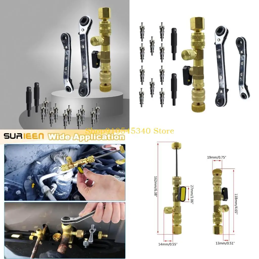 

U2JA Air Conditioning Valves Cores Remover Installer Tool necessary Tool Kits for Removing Installing Air Conditioning Valves