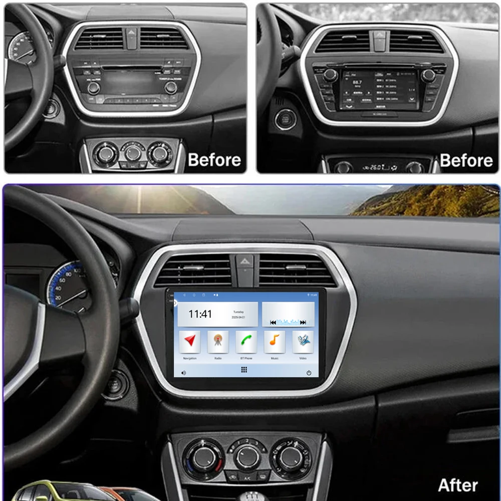 9'' For Suzuki S-Cross 2013-2016 Car Radio Unit GPS Multimedia Carplay Android 15 Wireless Navigation Intelligent System Camera