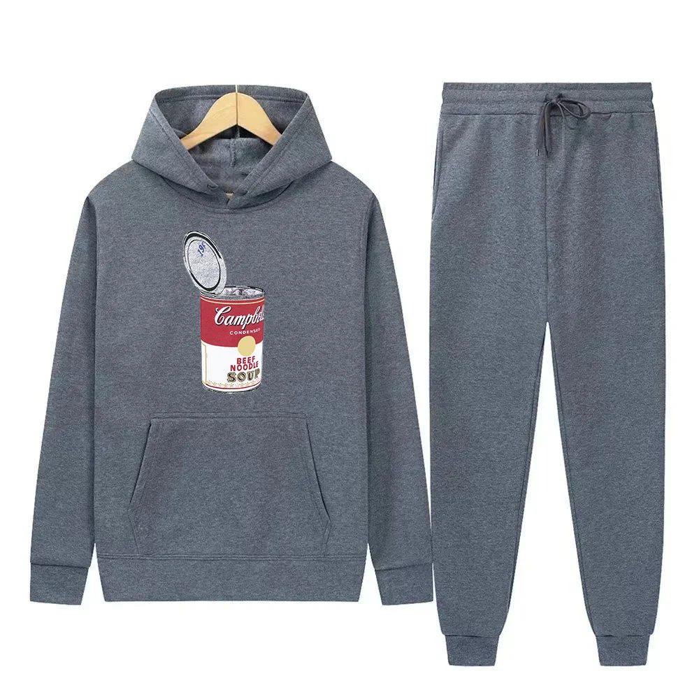 ชุดเสื้อฮู้ดลำลองและกางเกงลำลองสำหรับผู้ชาย ชุดกีฬาและกางเกงกีฬาสำหรับผู้ชายและผู้หญิง ชุดกันหนาวสำหรับผู้ชายในฤดูใบไม้ร่วงและฤดูหนาว