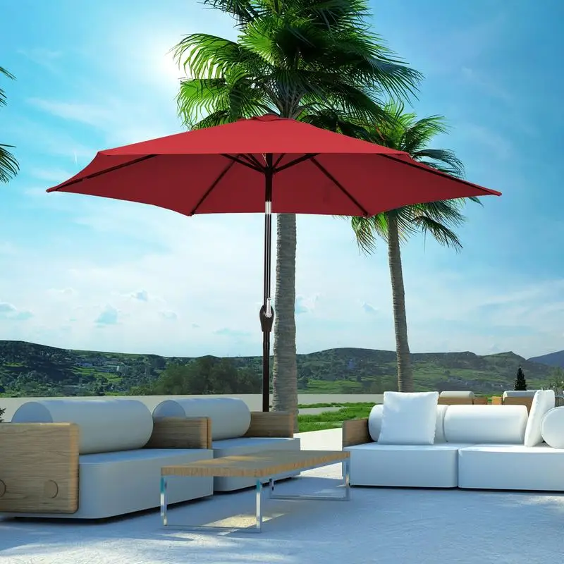 

10 Feet Outdoor Patio Umbrella with Tilt Adjustment and Crank-Dark Red