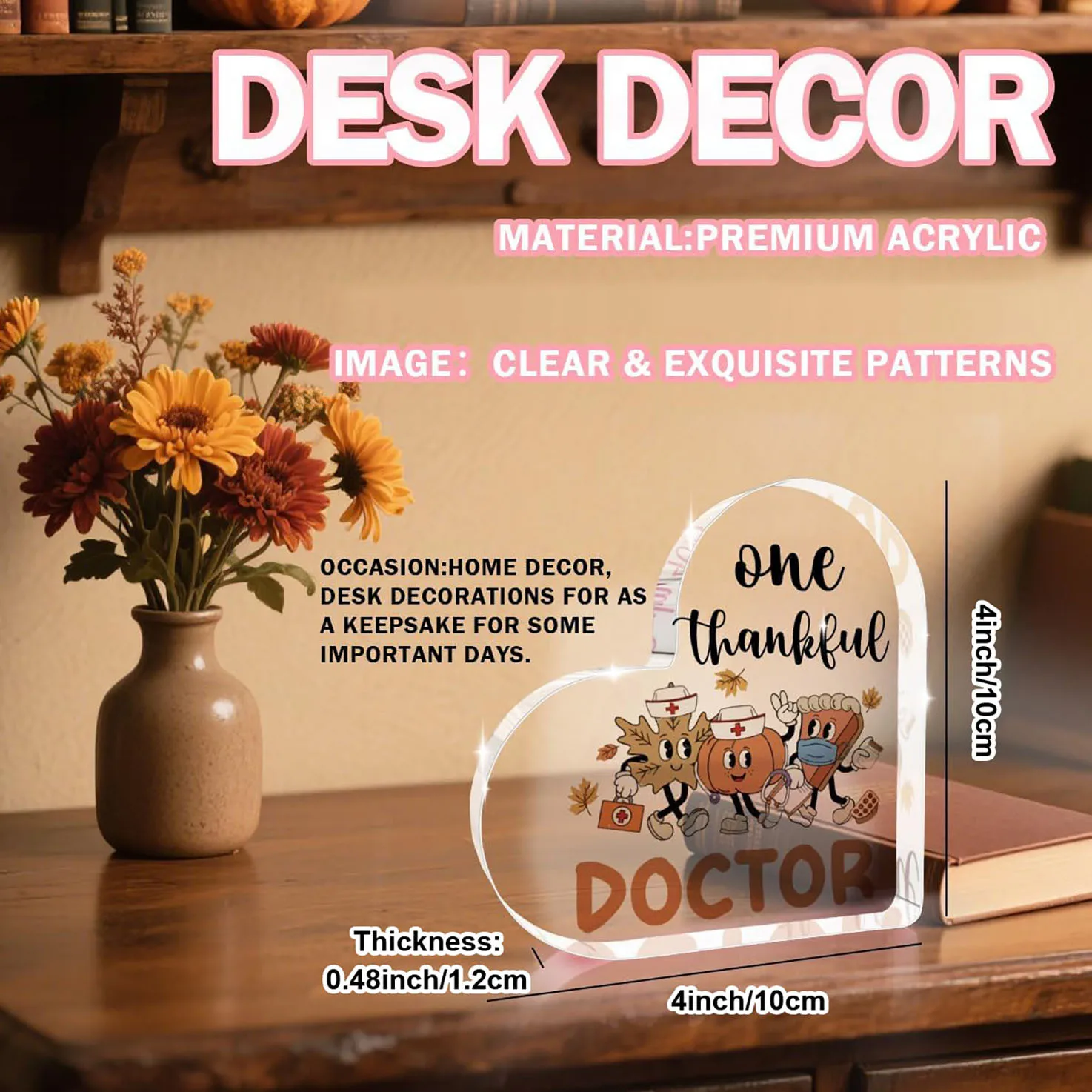 2D Acrylic Thank You Gift for Doctor Coworker Inspirational Desk Decor