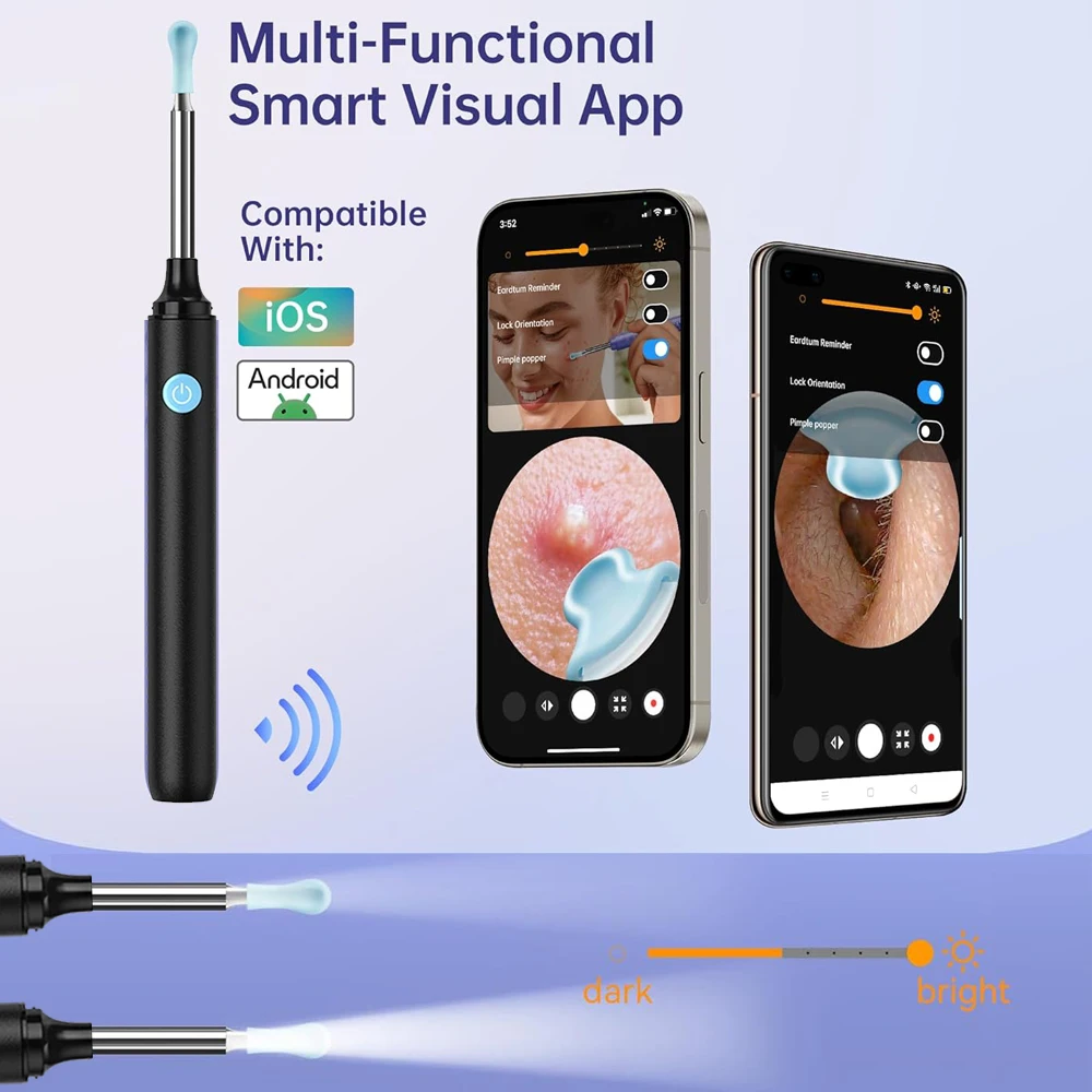 Smart Visual Ear Cleaner with Camera & Endoscope, 6 LED Lights Otoscope, WiFi/USB-C Fast Charging, Safe Ear Wax Removal Tool Wit