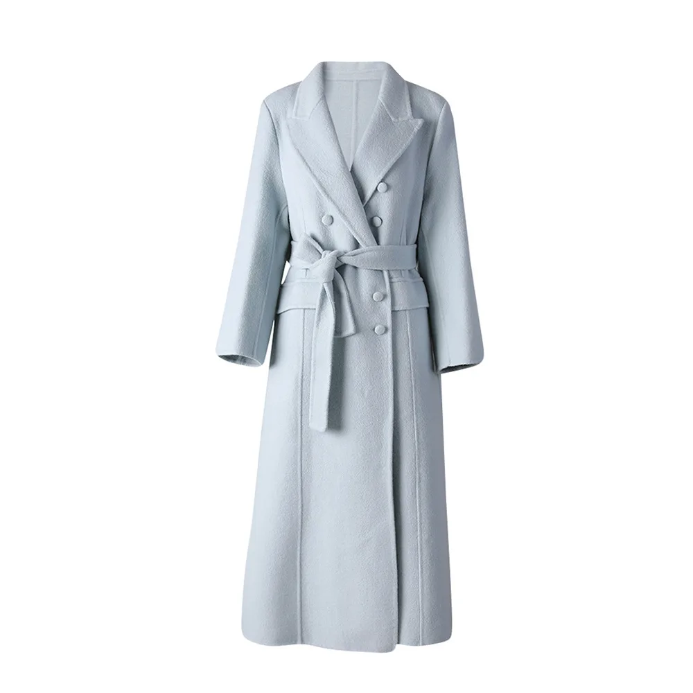 TWOTWINSTYLE Blue Spliced Double Breasted Chic Jacket Female Lapel Long Sleeve Elegant Women's Jackets Autumn Style New Fashion