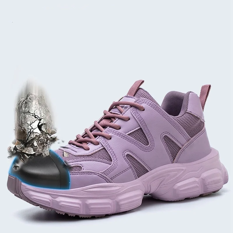 

Брендовая дизайнерская женская модная защитная обувь, стальные носки, рабочая обувь, дышащие защитные ботинки на платформе, рабочая защитная обувь