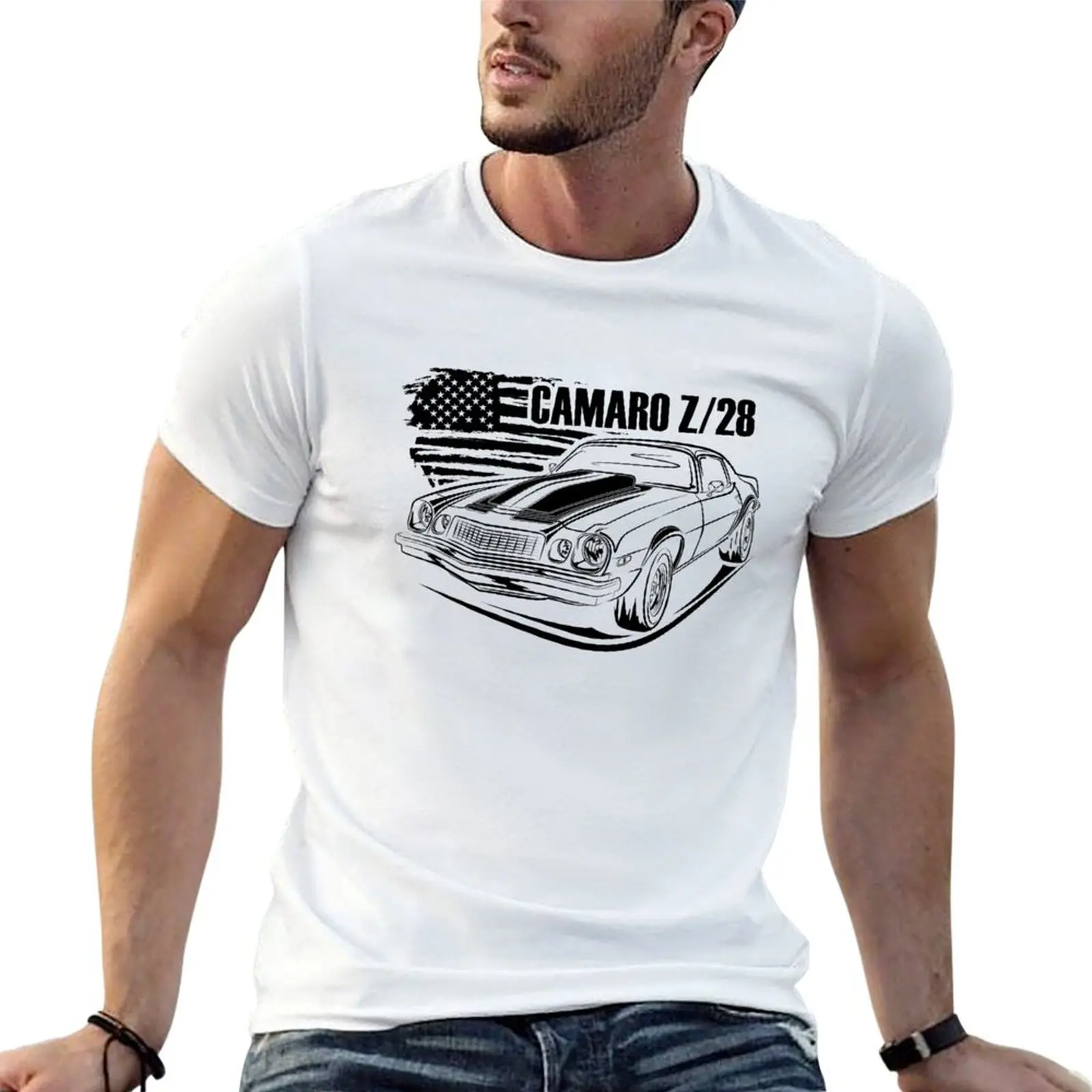 

Camaro Z28 - Black Print T-Shirt man t shirts cotton man t shirt heavy cotton T-Shirt