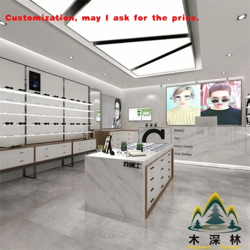 custom.Light Luxury Optical Store Display Stand Glasses Display Counter showcase Design and Custom Whole Shop Furniture Eye
