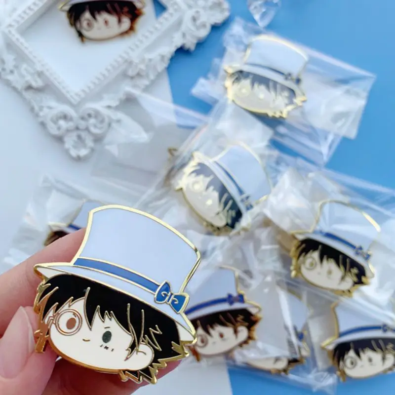 Anime Detective Conan Metal Badge Cartoon Cute Student Diy Bags Clothing Brooches Accessories Decorations Kawaii Kids Gifts