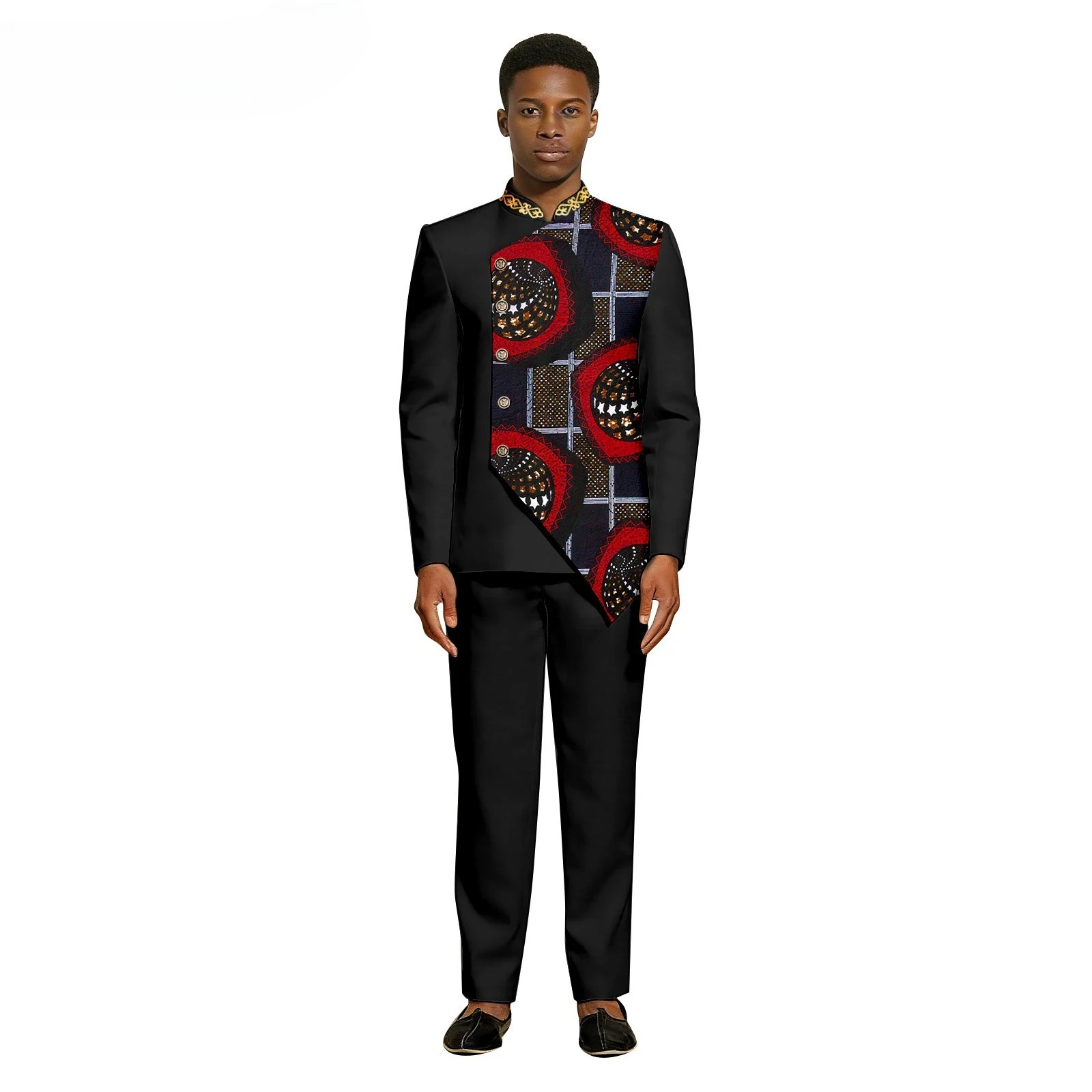 

New African Ethnic Print Batik Men's Casual Suit Business Formal Dress Set Veste Pour Homme Mariage 2 Pieces Suit for Man