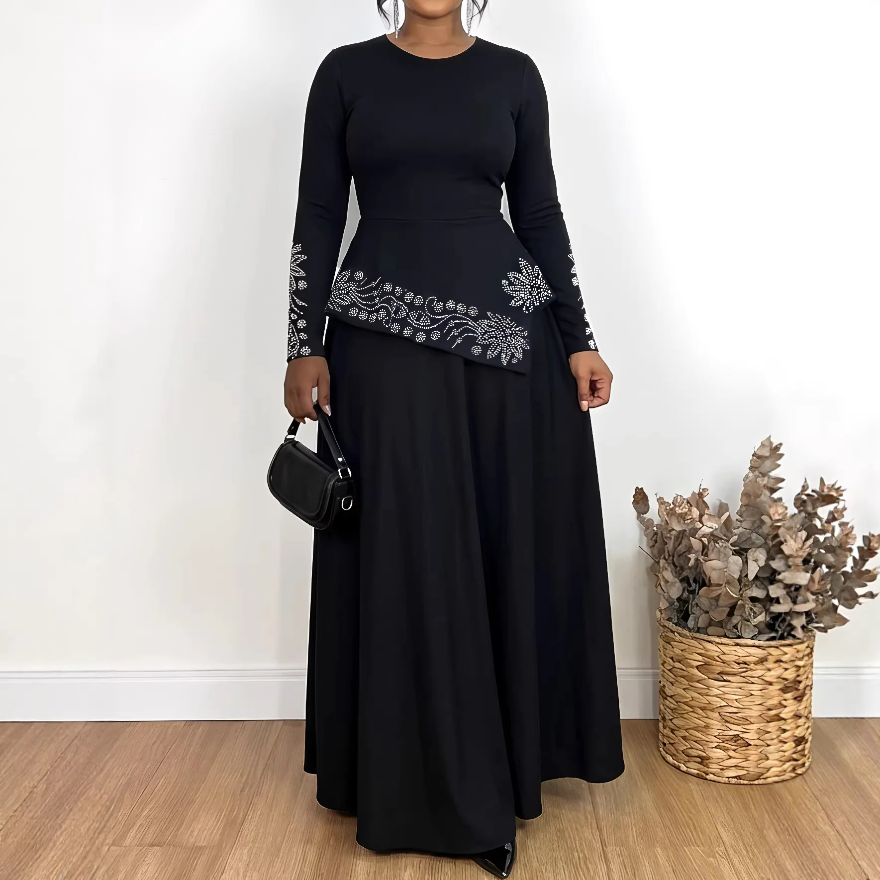 

African Dresses for Women Elegant African Long Sleeve Dashiki Midi A-Line Dress Ladies Traditional African Clothing 2026 Outfits