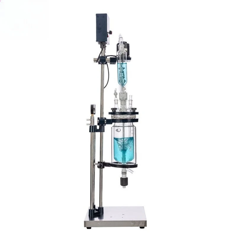 Laboratory 5L Jacketed Glass Reactor Vessel, Double-Layer Flask for Chemical Synthesis and Distillation, Reaction Flask Capacity