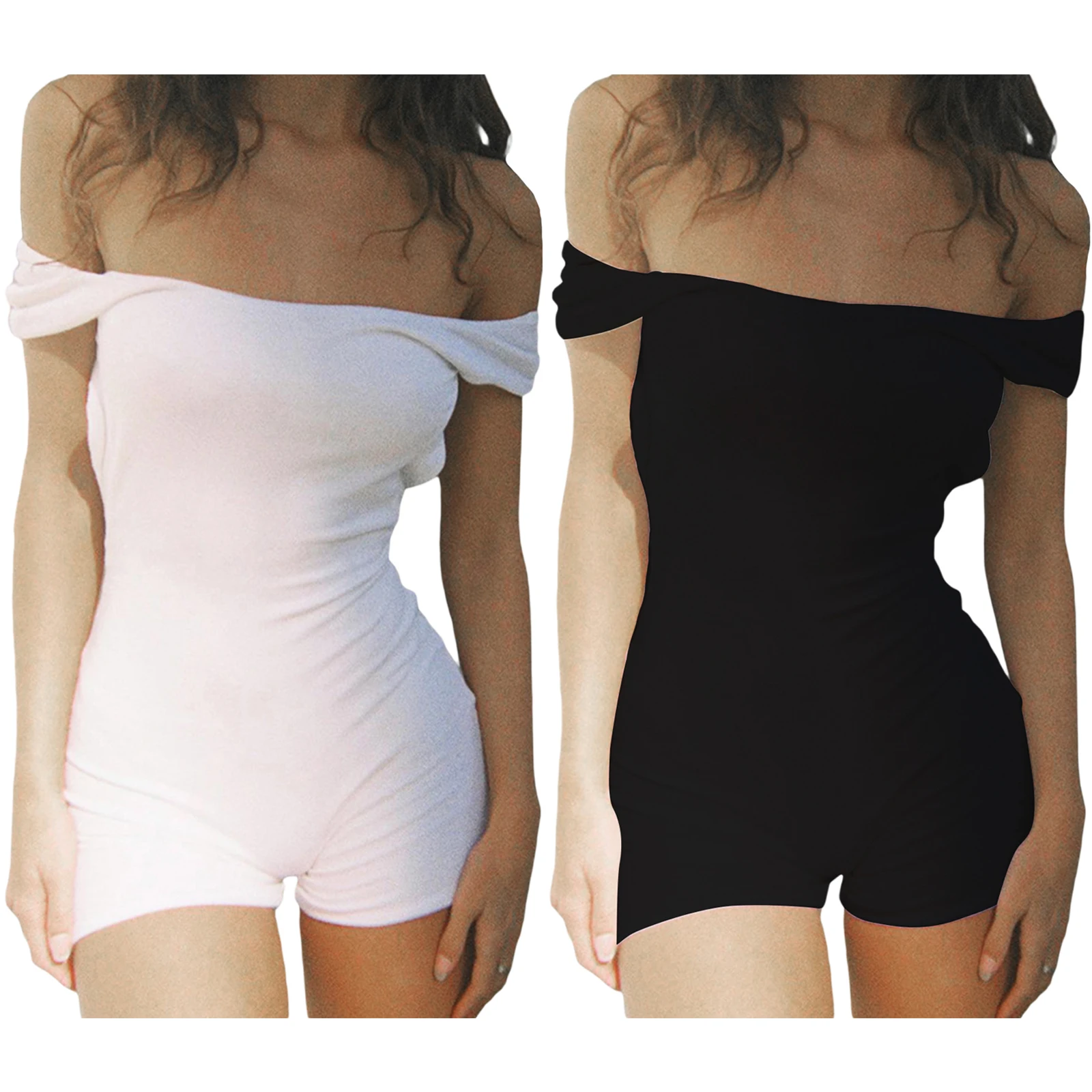 Mulheres Shorts com nervuras Sexy Tie Up U-Neck Macacões Bodysuit Verão Sólido Bodycon Macacão