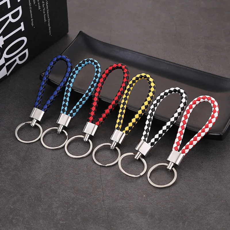 1pc Leather Rope Car Key Rings Knitted Car Pendant Quality DIY Key Chains Bag Car Key Ring Jewelry Gift Car Accessories