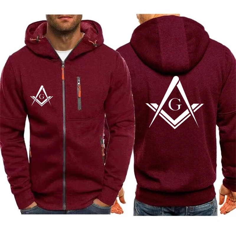 Hoodies Men Jacket Mason Freemasonry Print Casual HipHop Harajuku Hooded Sweatshirts Mens Zipper Jacket Man Hoody Clothing