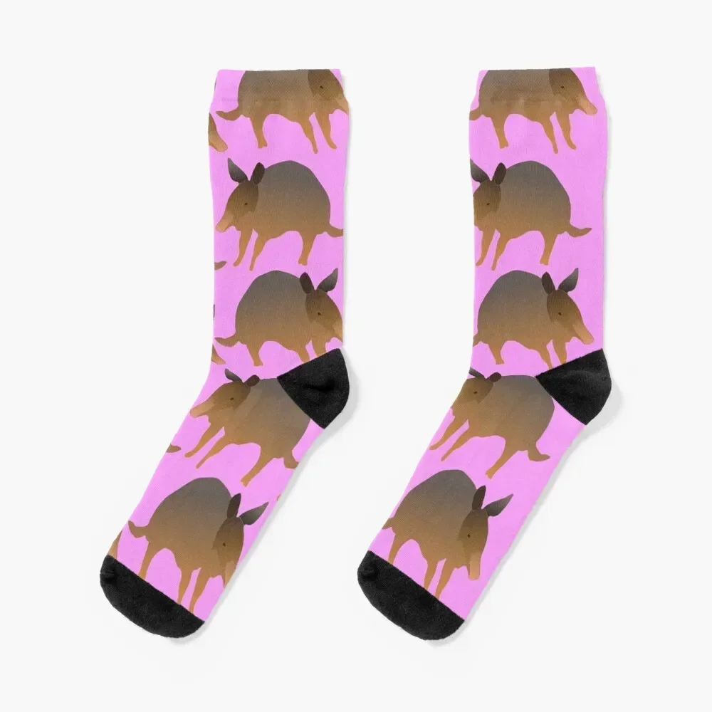 

Seamless Armadillo Pattern (on pink) Socks Men's New year's football heated Socks Woman Men's