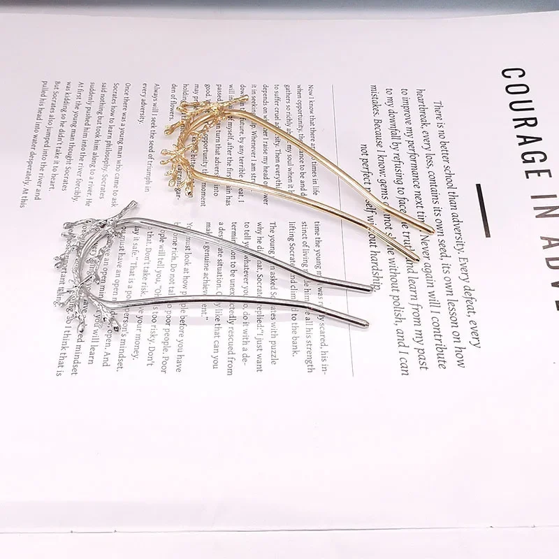 

Нишевые заколки для волос с ветками на лесной тематике, аксессуары для волос U-образной формы из сплава и головные уборы с высоким пучком