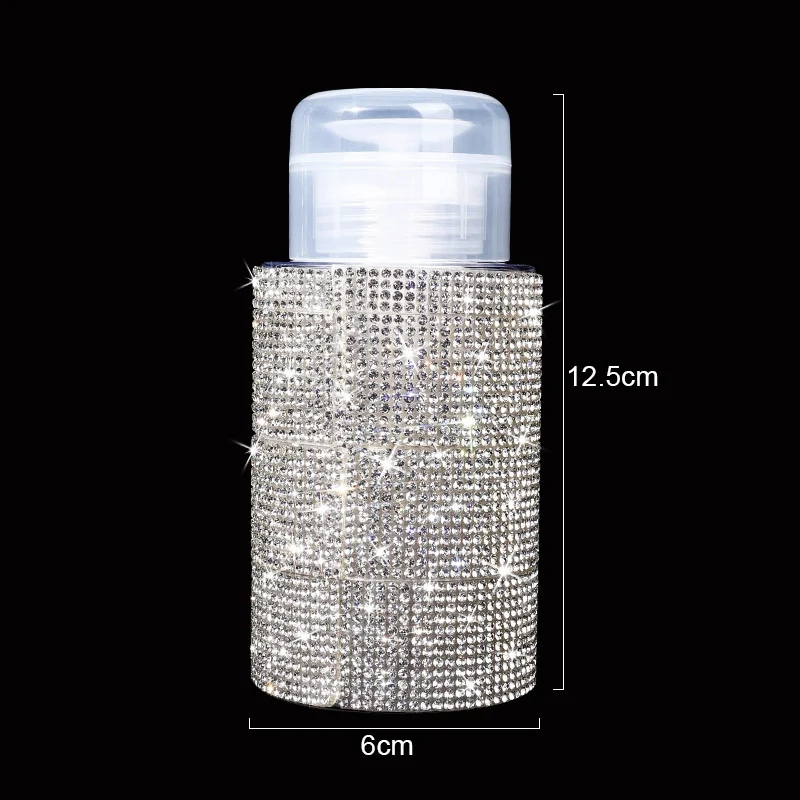 200 ミリリットルラインストーンポンプディスペンサーボトルダイヤモンド液体アルコールプレスボトルマニキュアリムーバー詰め替えマニキュア容器