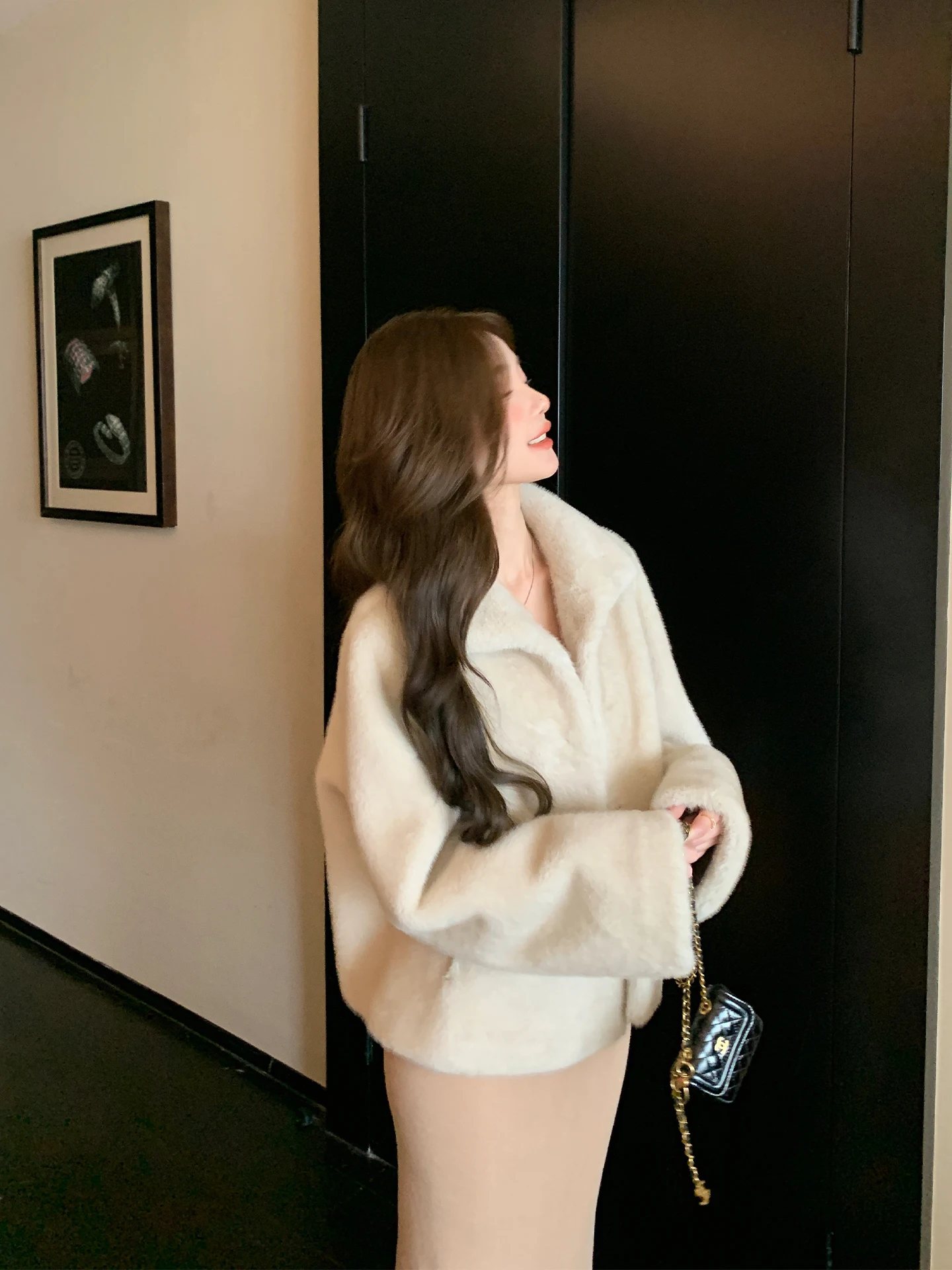 

Eco-Friendly Fur Coat Women's Loose High-End Simulation Mink Fur Jaet Winter Warm Comfortable Pure Color Korean Sle
