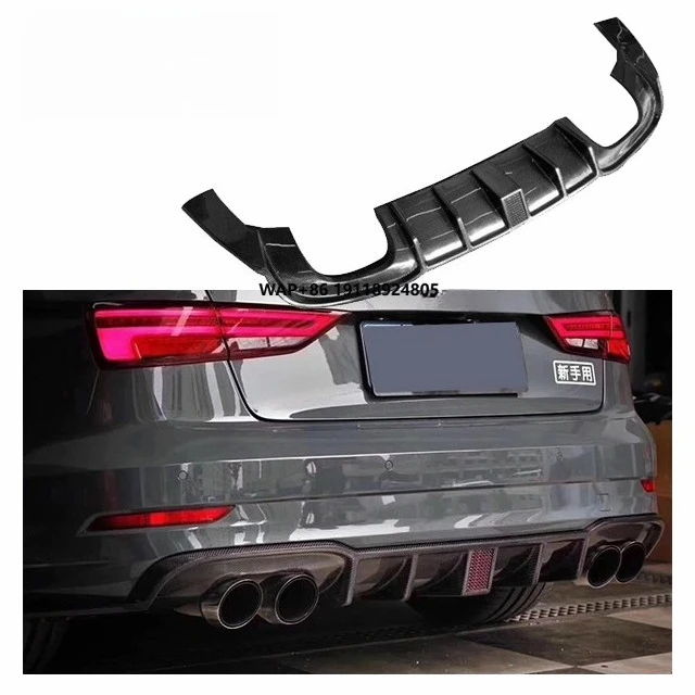 

For A3 S3 8V Carbon Diffuser Body Kit A3 S3 2017-2020 Carbon Fiber Rear Diffuser with Stop LED