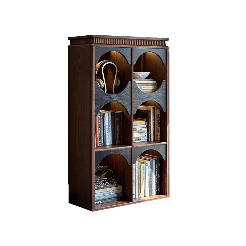 Three-layer cabinet French retro two-color solid wood display Entrance Living room bookcase TV side