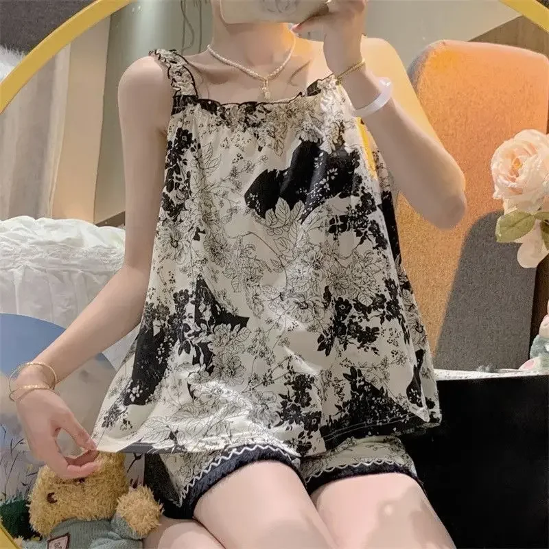 Tank Top Short Sets for Women 2 Pieces Floral with Jacket Casual Ensembles Full Summer Fashion 2025 Business Suit Woman Shorts