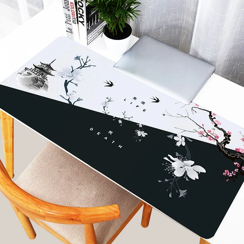 Extra Large Gaming Mouse Pad,Japanese Cherry Blossom Pagoda Design Pattern,rubber Anti-slip Pad,suitable for Office and Home Use